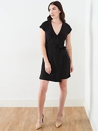 Knee-Length Wrap Style Dress