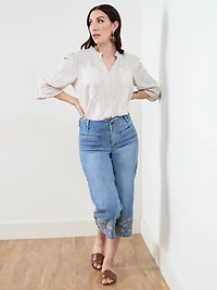 3/4 Sleeve Embroidered Blouse