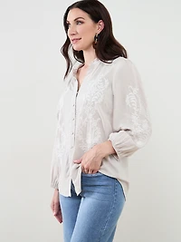 3/4 Sleeve Embroidered Blouse