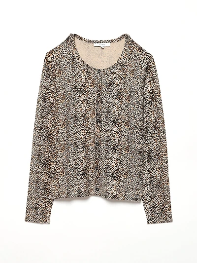 Animal Print Knit Cardigan Sweater