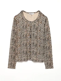Animal Print Knit Cardigan Sweater