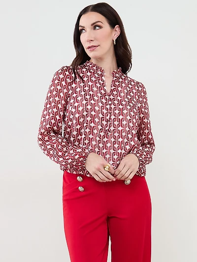 Chiffon Ruffle Neck Blouse