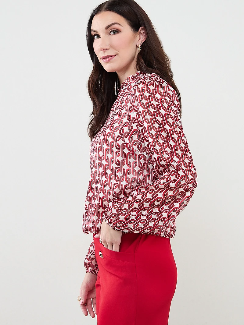 Chiffon Ruffle Neck Blouse