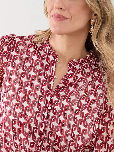 Chiffon Ruffle Neck Blouse