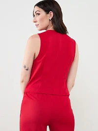 Crepe Button Front Vest