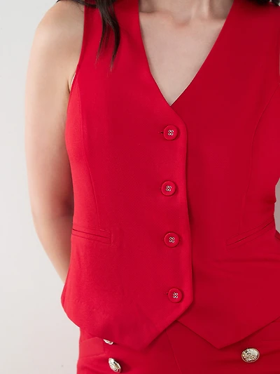 Crepe Button Front Vest