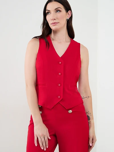 Crepe Button Front Vest