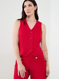Crepe Button Front Vest