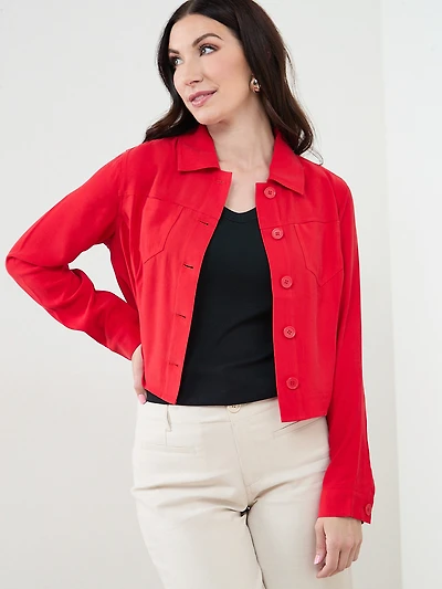 Crop Jacket in Crimson