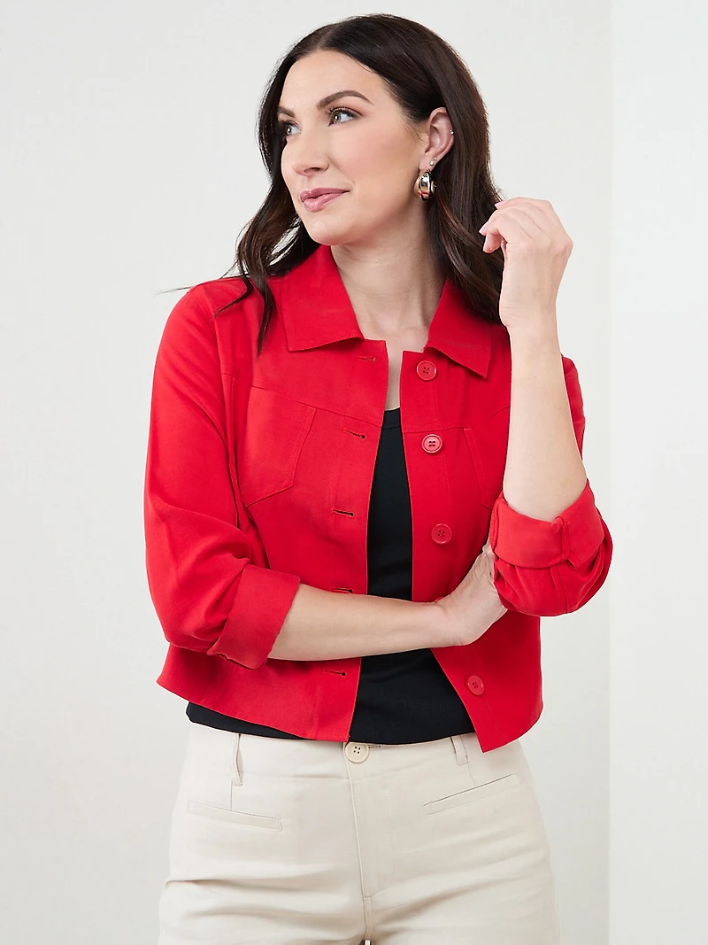 Crop Jacket in Crimson
