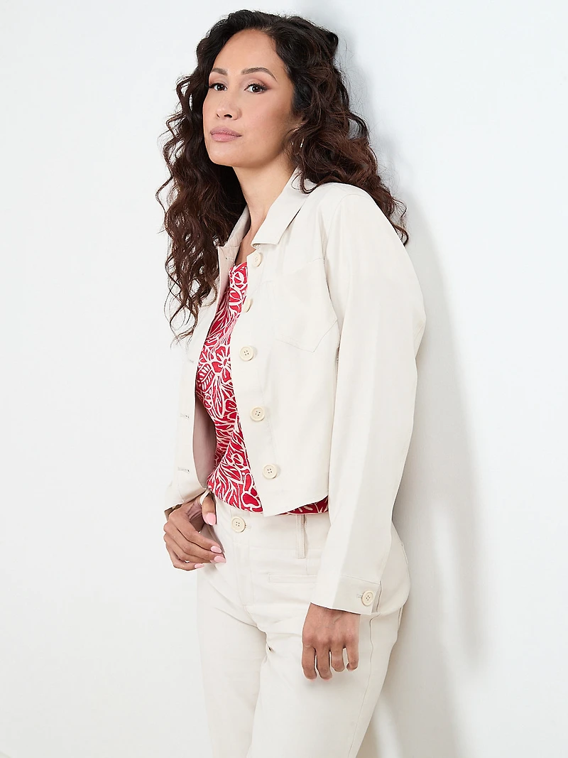Crop Jacket in Stone