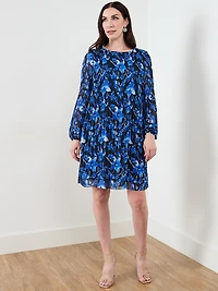 Long Sleeve Plisse Dress