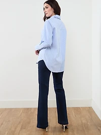 Mixed Stripe Button Front Blouse