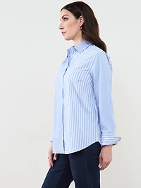 Mixed Stripe Button Front Blouse