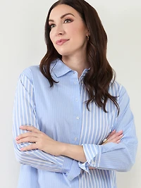 Mixed Stripe Button Front Blouse