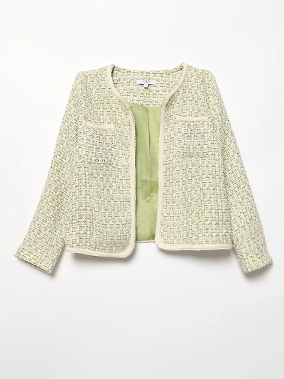 Petite Braided-Trim Blazer in Sage