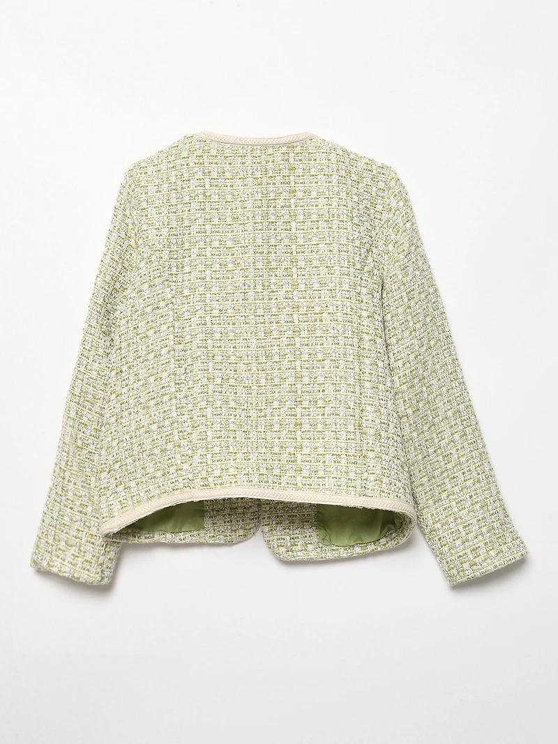 Petite Braided-Trim Blazer in Sage