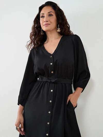 Petite Button Front Dress