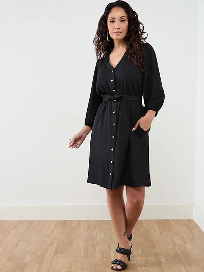 Petite Button Front Dress