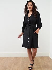 Petite Button Front Dress