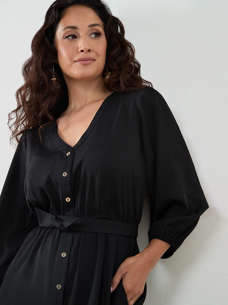 Petite Button Front Dress