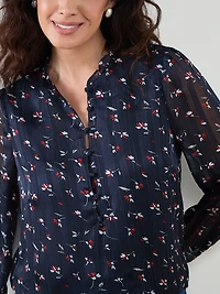 Petite Chiffon Ruffle Neck Blouse