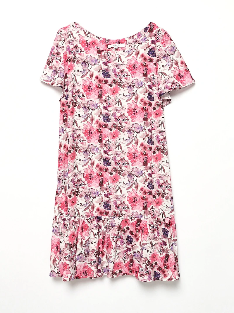 Petite Flutter-Sleeve Scoop Neck Dress