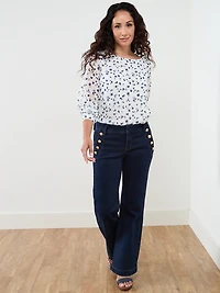 Petite Long Sleeve Chiffon Blouse