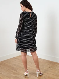 Petite Long Sleeve Plisse Dress