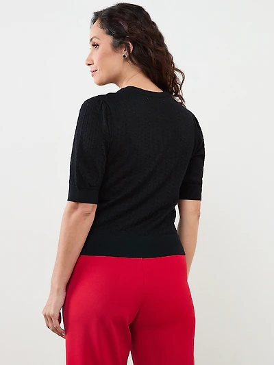 Petite Pointelle Knit Shrug Sweater