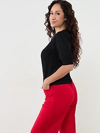 Petite Pointelle Knit Shrug Sweater