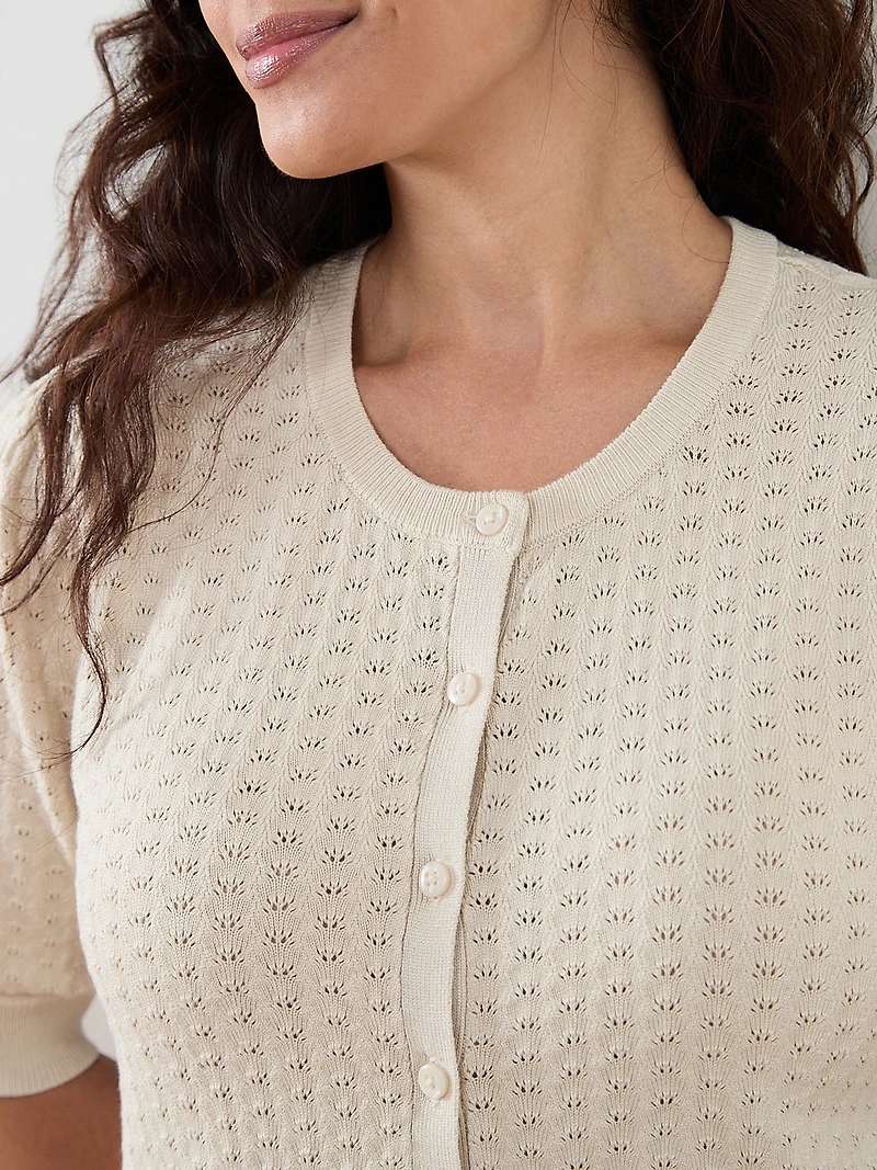 Petite Pointelle-Knit Shrug Sweater
