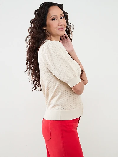 Petite Pointelle-Knit Shrug Sweater