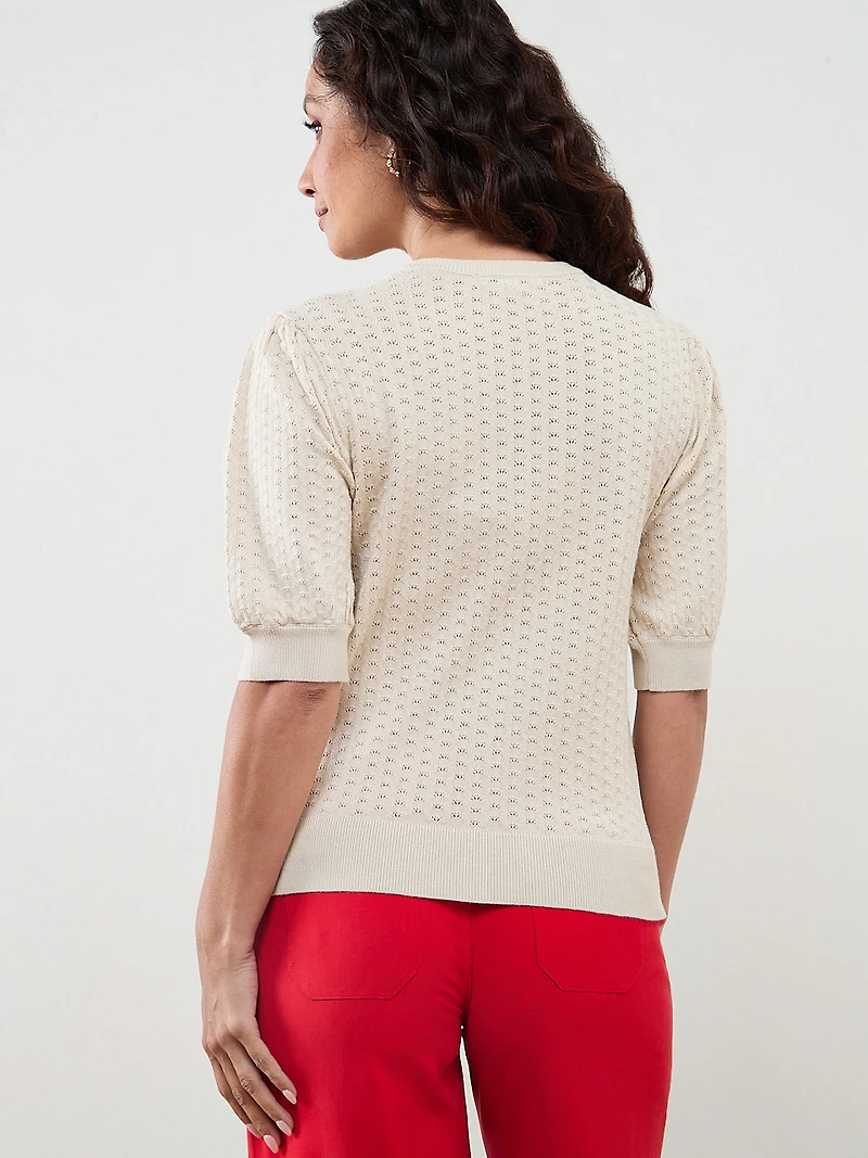 Petite Pointelle-Knit Shrug Sweater