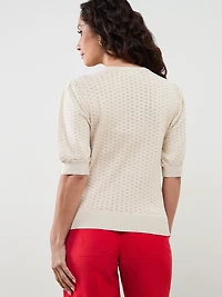 Petite Pointelle-Knit Shrug Sweater