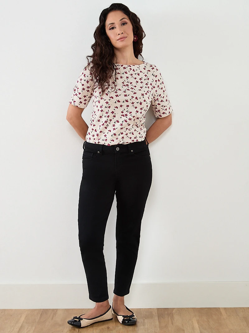 Petite Short Sleeve Boat Neck Tee