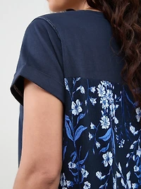 Petite Short Sleeve Mixed Media Top
