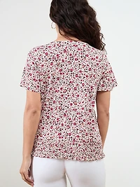 Petite Short-Sleeved Smocked-Bottom Top