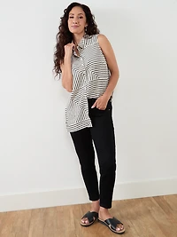 Petite Sleeveless Button Front Blouse