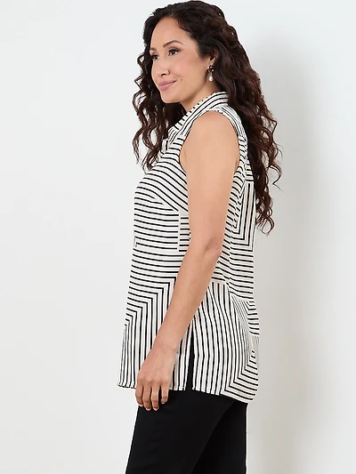 Petite Sleeveless Button Front Blouse