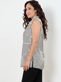 Petite Sleeveless Button Front Blouse
