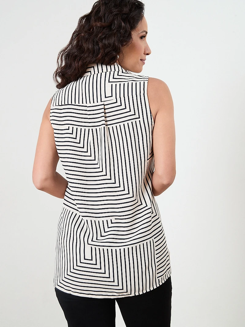 Petite Sleeveless Button Front Blouse
