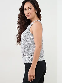 Petite Sleeveless Metal Detail Banded Top