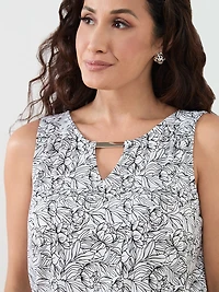 Petite Sleeveless Metal Detail Banded Top