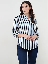 Relaxed Button Front Blouse in Crepe