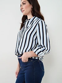Relaxed Button Front Blouse in Crepe