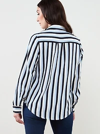 Relaxed Button Front Blouse in Crepe