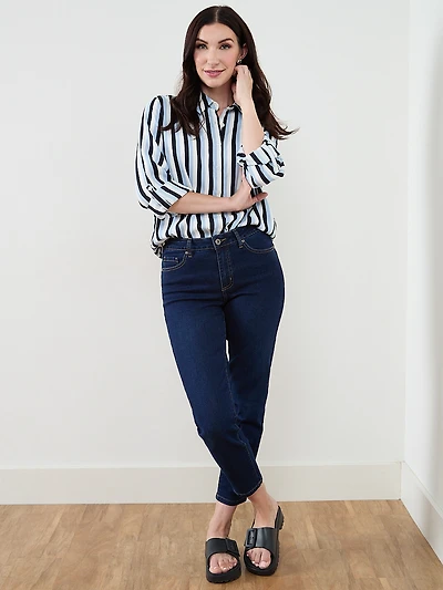 Relaxed Button Front Blouse in Crepe