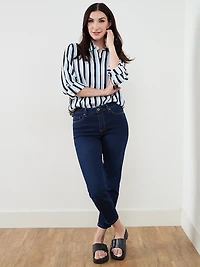Relaxed Button Front Blouse in Crepe