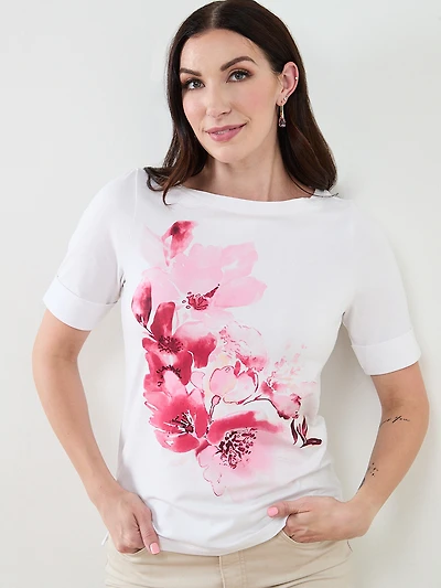 Short Sleeve Boat Neck Tee